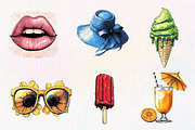 Retro Pop Art Comic Summer Clipart, an Illustration by CreationArt (Thumbnail 2 of 5)