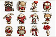 Valentine Woodland Animal Clipart, an Illustration by Sublimation Artist (Thumbnail 3 of 6)