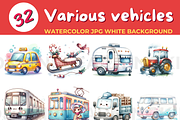Various vehicles watercolor JPG whit, a Transportation Illustration by John_Walker (Thumbnail 1 of 3)