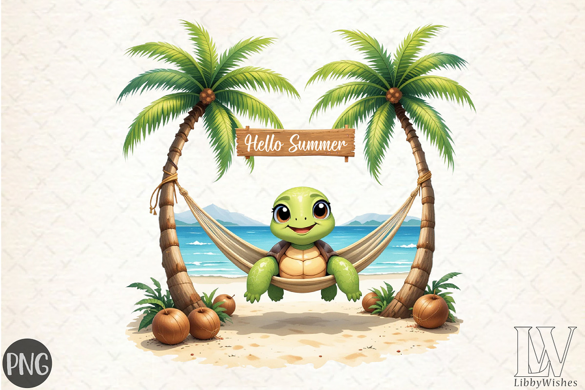 Hello Summer, Summer Turtle PNG, an Illustration by Libby Wishes (Photo 1 of 4)