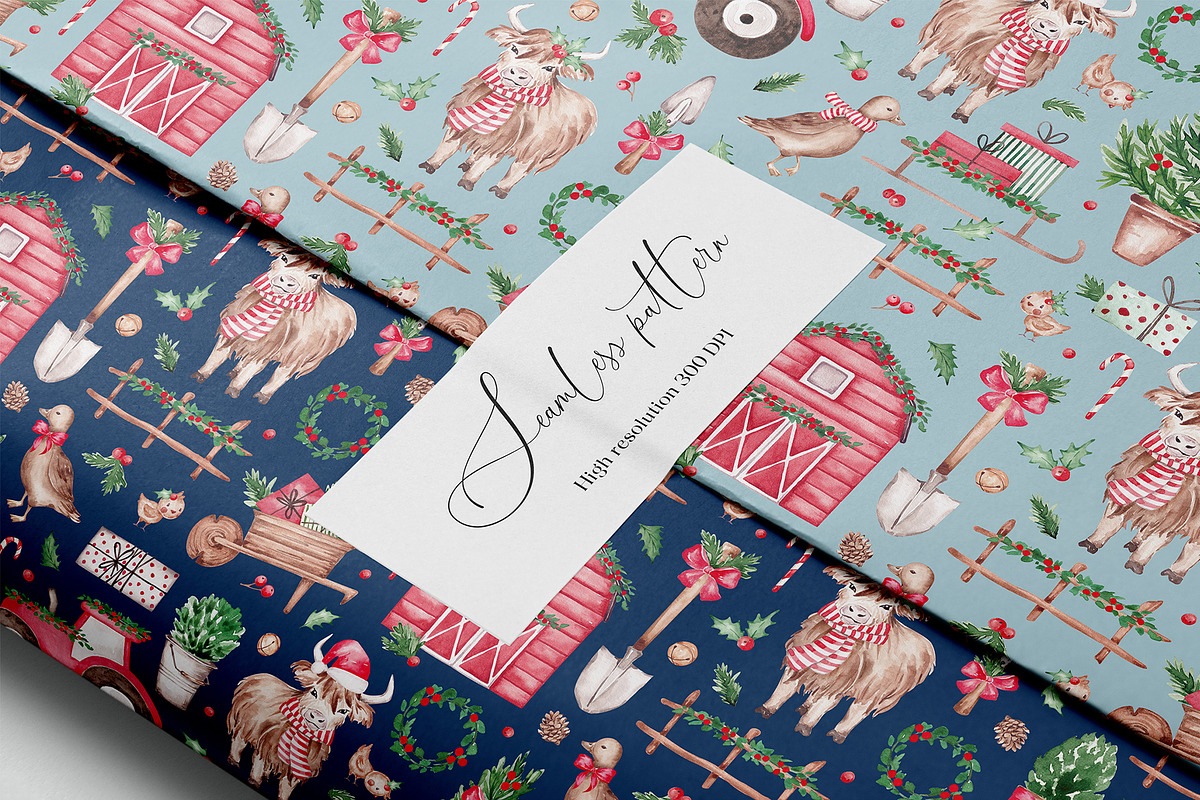 Christmas Farm seamless pattern, a Pattern Graphic by SirenaArt (Photo 9 of 13)