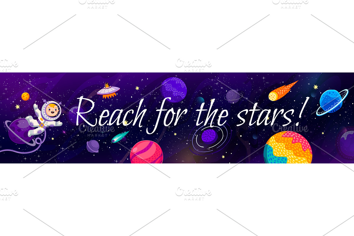 Reach for stars galaxy space quote, a Technology Illustration by Vector Tradition