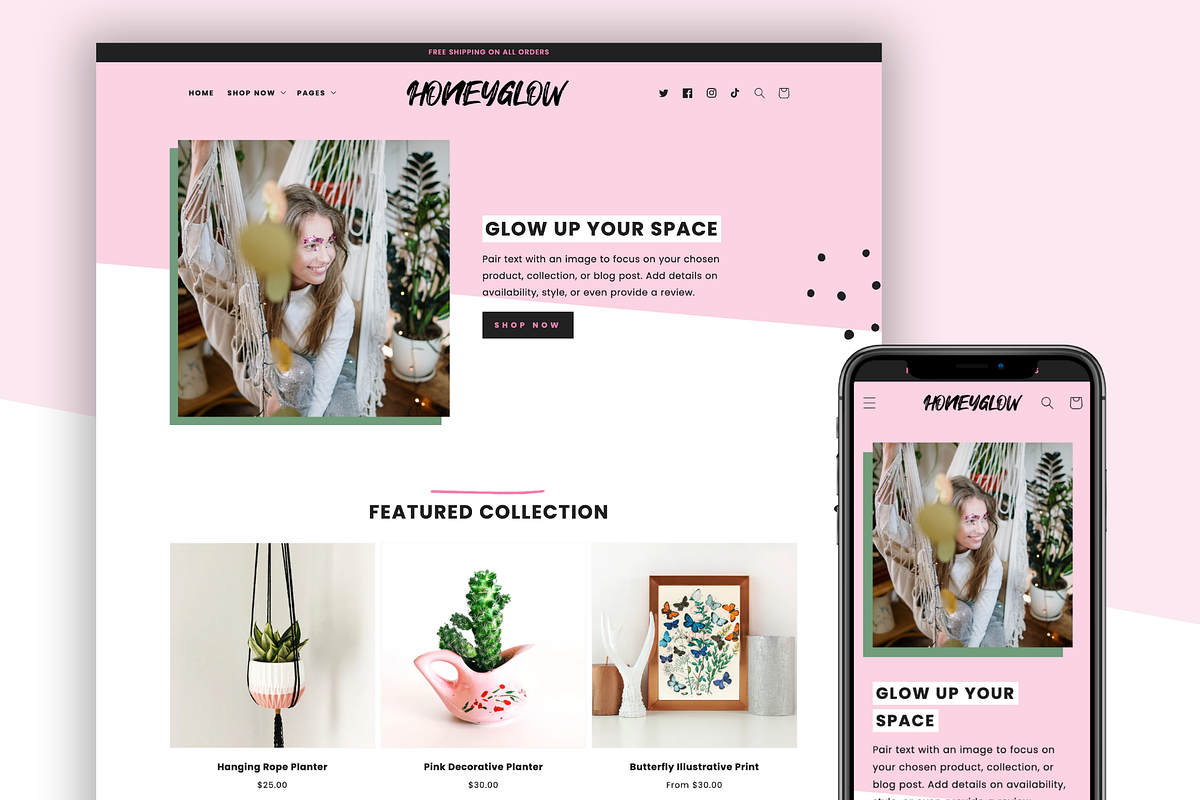 HoneyGlow: Feminine Shopify Theme, a Shopify Template by ltsdesigns (Photo 1 of 5)