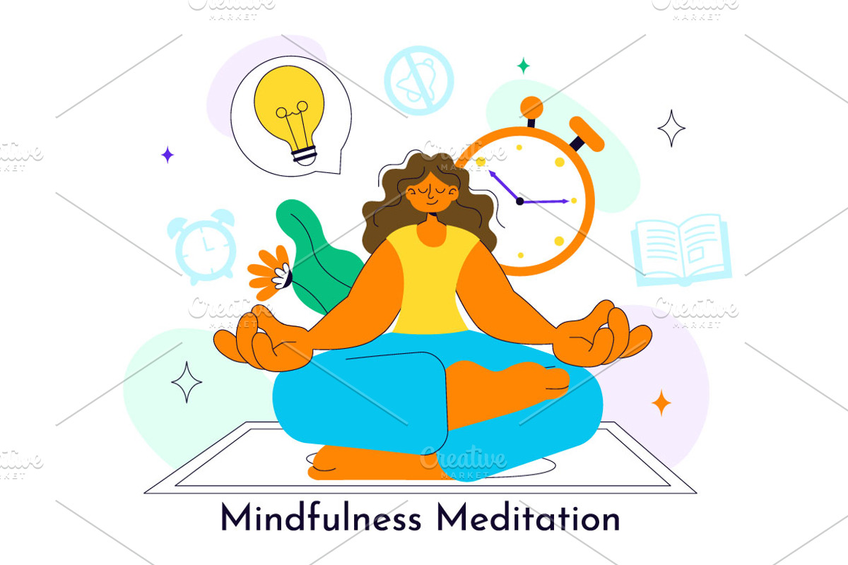 10 Mindfulness Meditation Practice, an Illustration by denayunebgt (Photo 4 of 4)