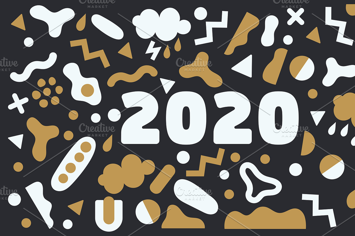 2020 New Year vector background set, a Decorative Illustration by OLLYSWEATSHIRT DSGN INC. (Photo 2 of 5)