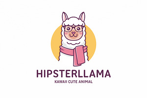 Hipster Alpaca Logo Template