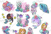 Mermaid clipart, an Animal Illustration by DarinaDigital (Thumbnail 2 of 5)