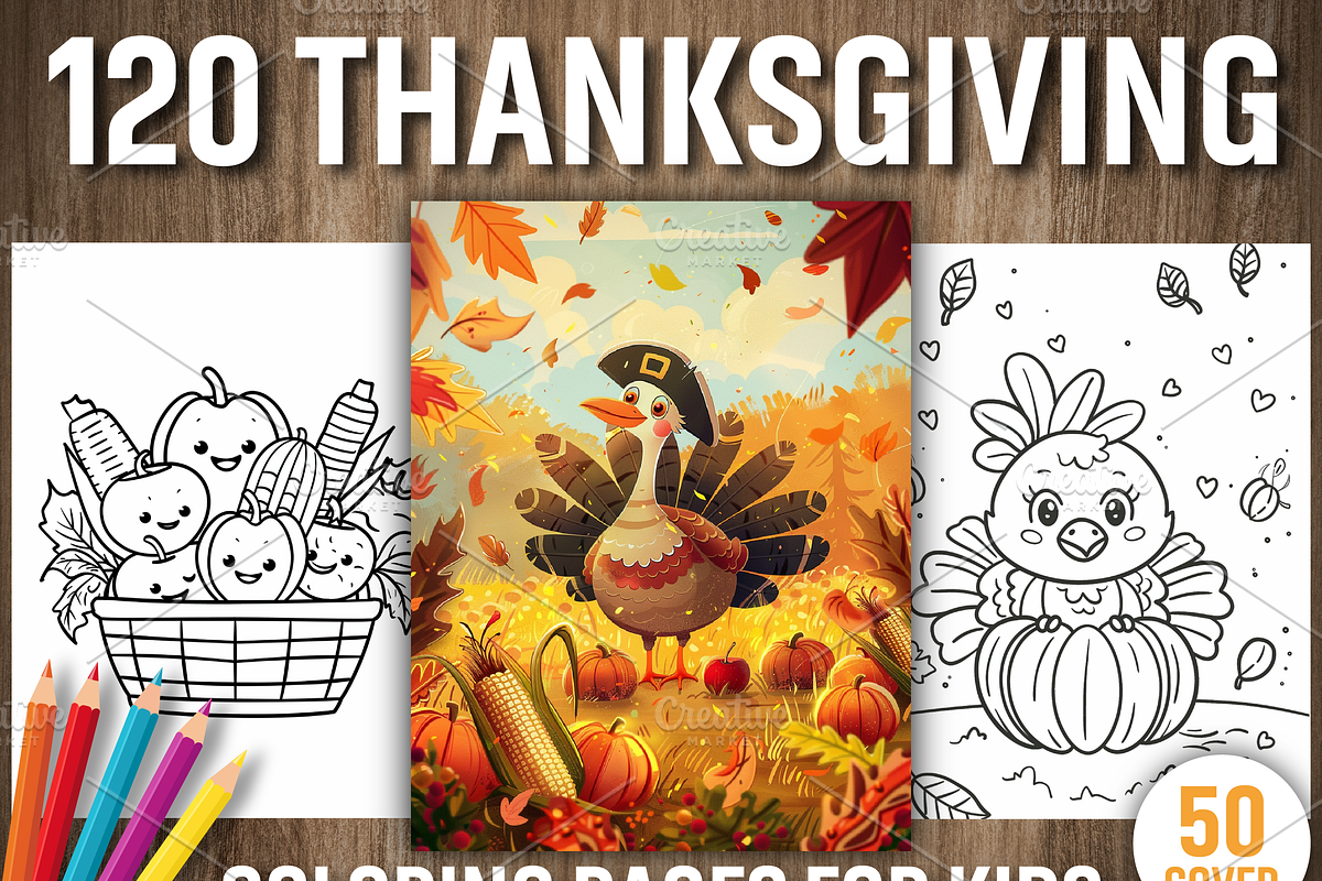 Kawaii Cute Thanksgiving Coloring, a Seasonal Illustration by Design Station (Photo 1 of 5)