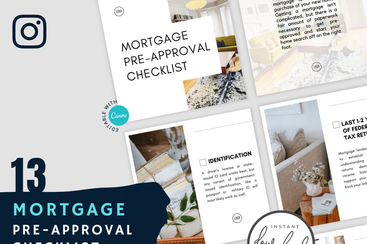 Mortgage PreApproval Checklist Posts, a Social Media Template by RealEstateDreams (Photo 1 of 3)