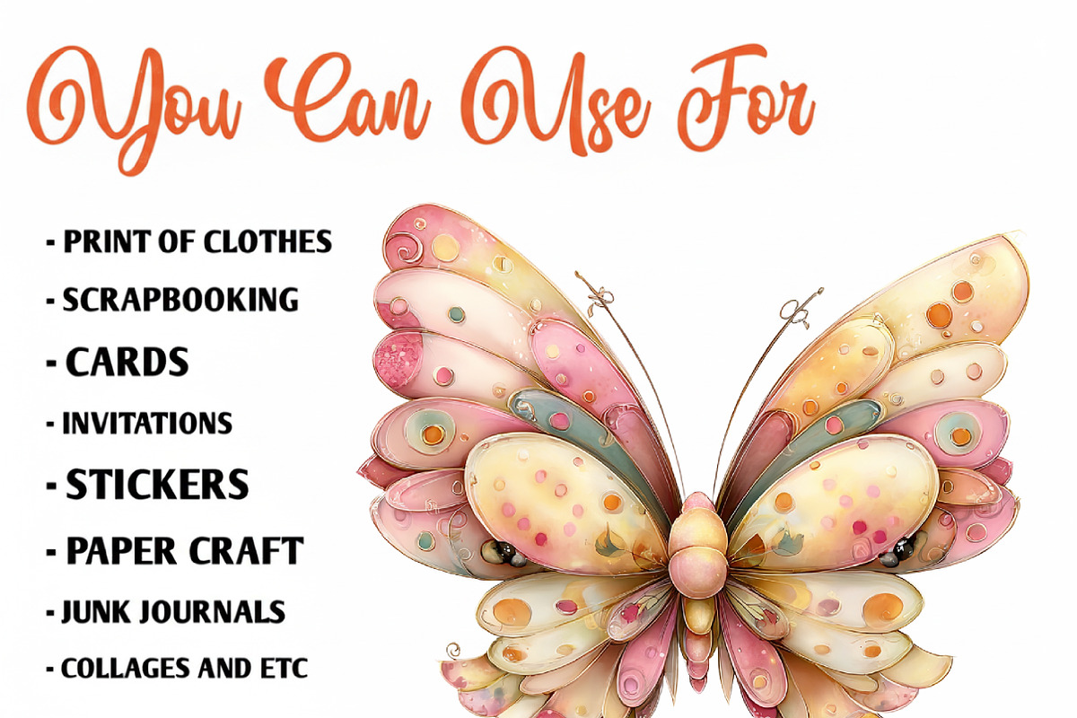 Whimsical Spring Butterfly Clipart, an Illustration by CreationArt (Photo 5 of 10)