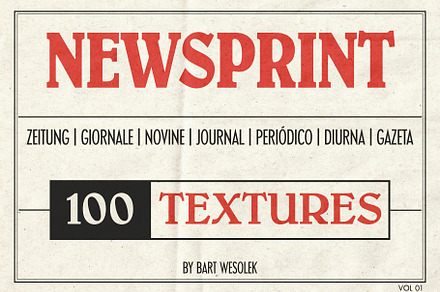 100 Newsprint Paper Textures, a Texture Graphic by Bart Wesolek