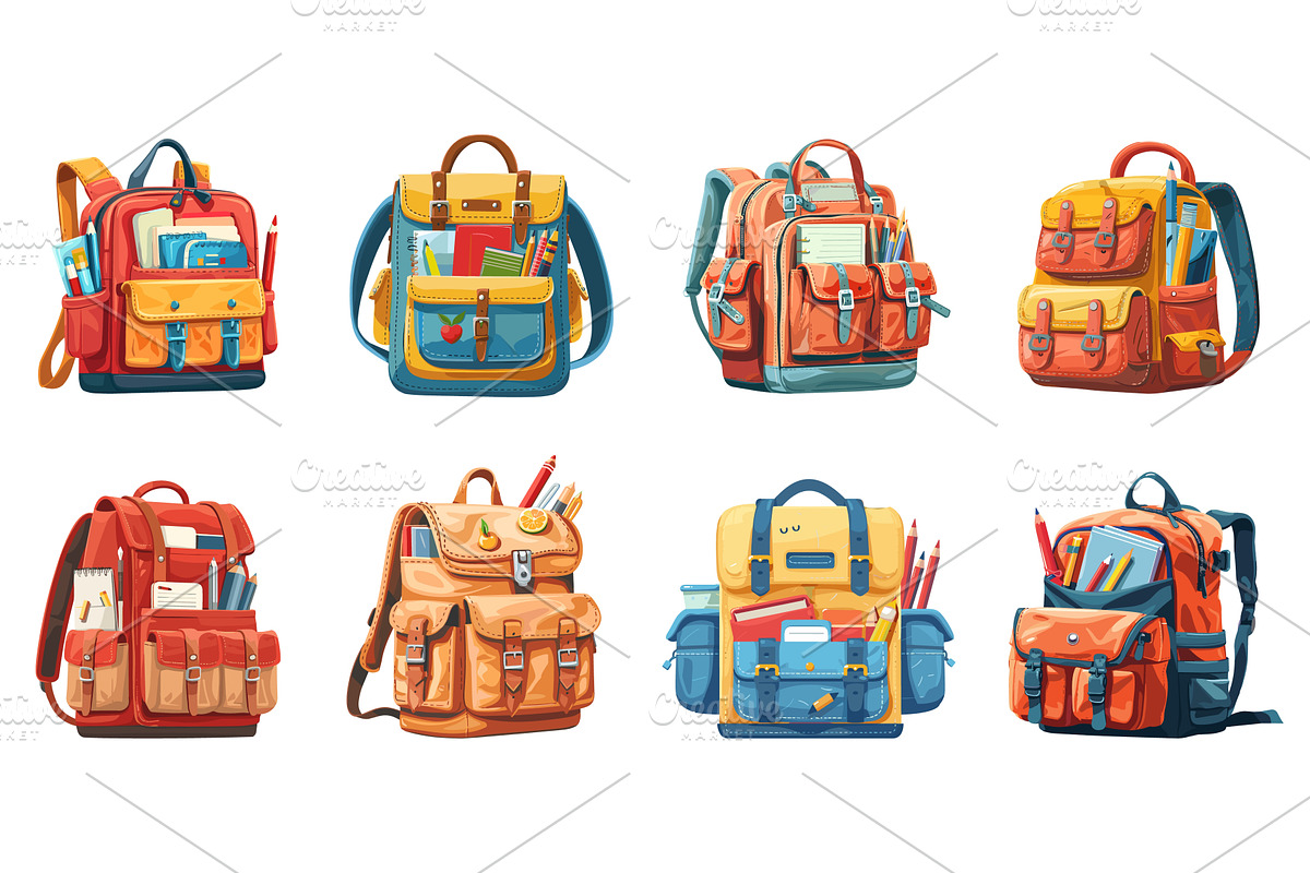 School backpack. Schoolbag with, an Object Illustration by Valerie Bodnar