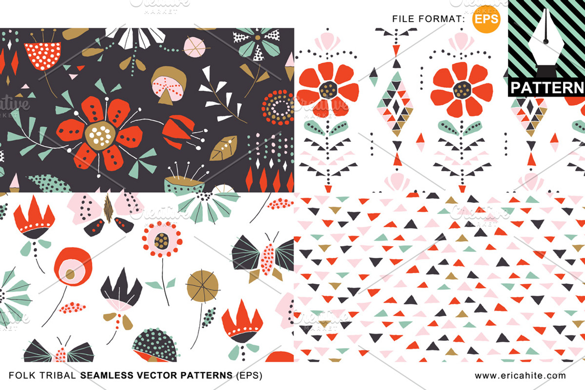 Folk Tribal Patterns (EPS format)