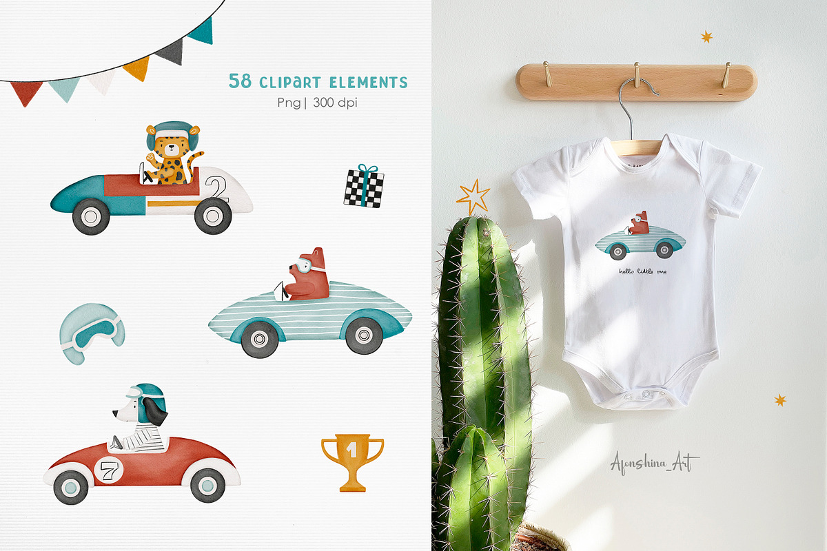 Little racers. Watercolor collection, an Animal Illustration by AfonshinaArt (Photo 9 of 14)
