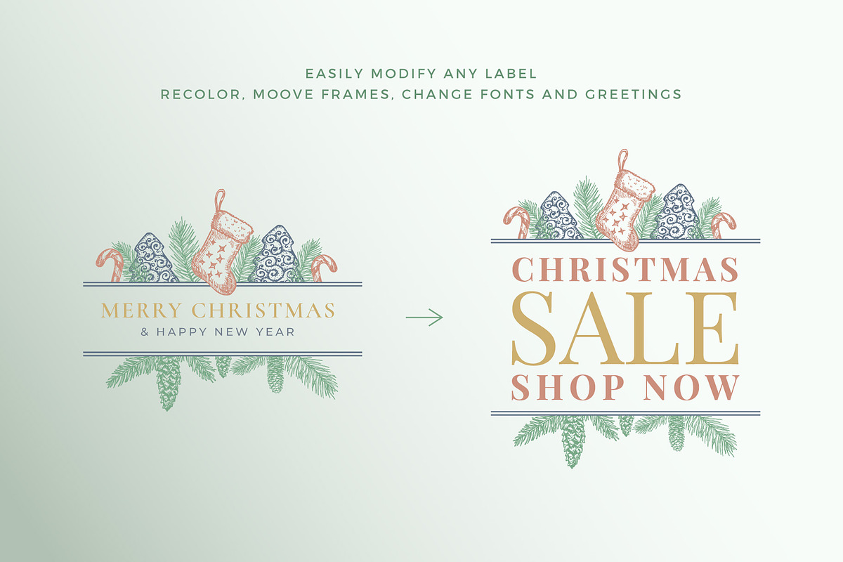 Gentle Christmas Frame Labels, a Branding & Logo Template by Createvil (Photo 2 of 12)