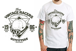 Vintage Racer Vector Dotwork Skull