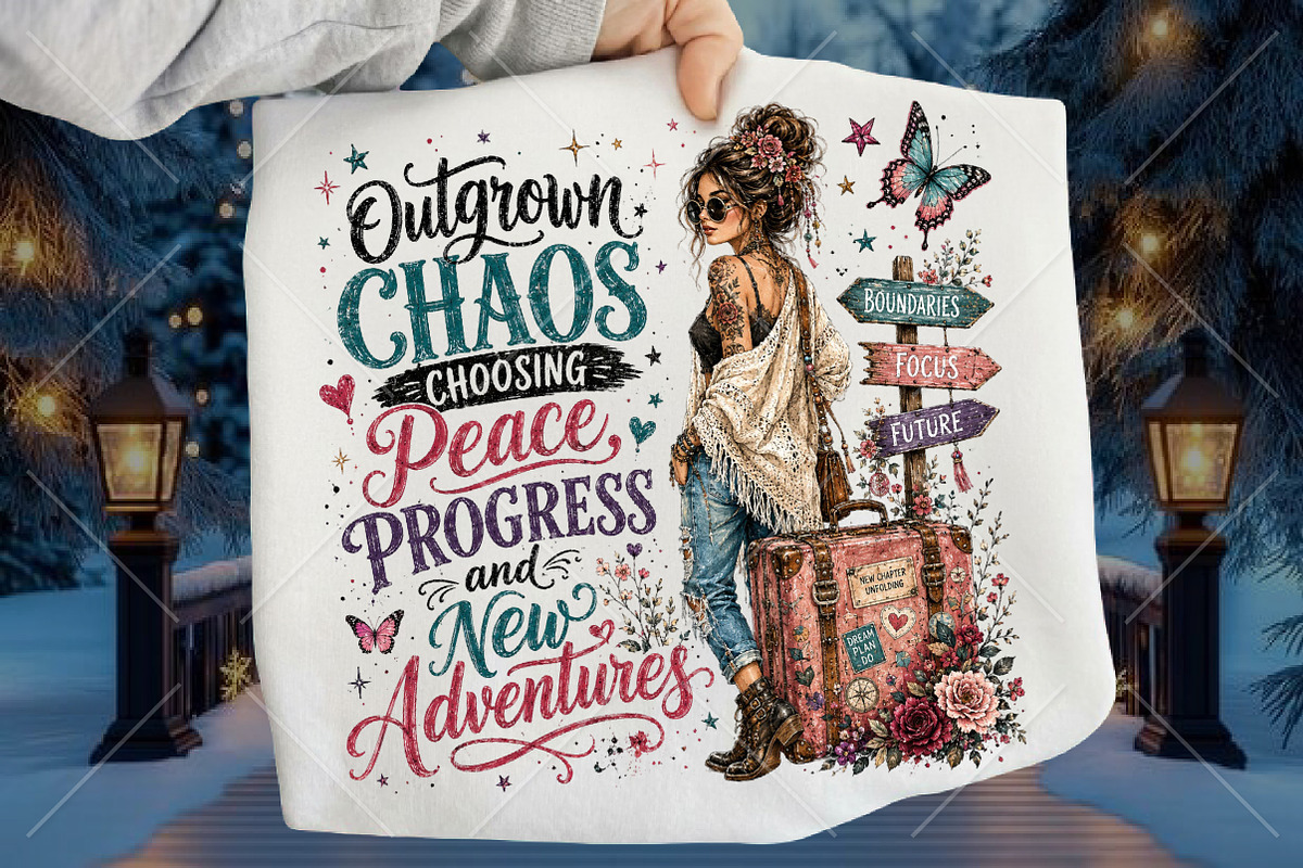 Outgrown Chaos Boho Travel Girl PNG, a Seasonal Illustration by Canvas Craft (Photo 1 of 6)