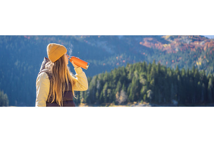 BANNER, LONG FORMAT Woman tourist in, a Nature Photo by Elizaveta Galitskaya