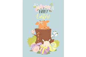 Cute Little Fawn and Rabbit sleeping, an Animal Illustration by Maria Starus
