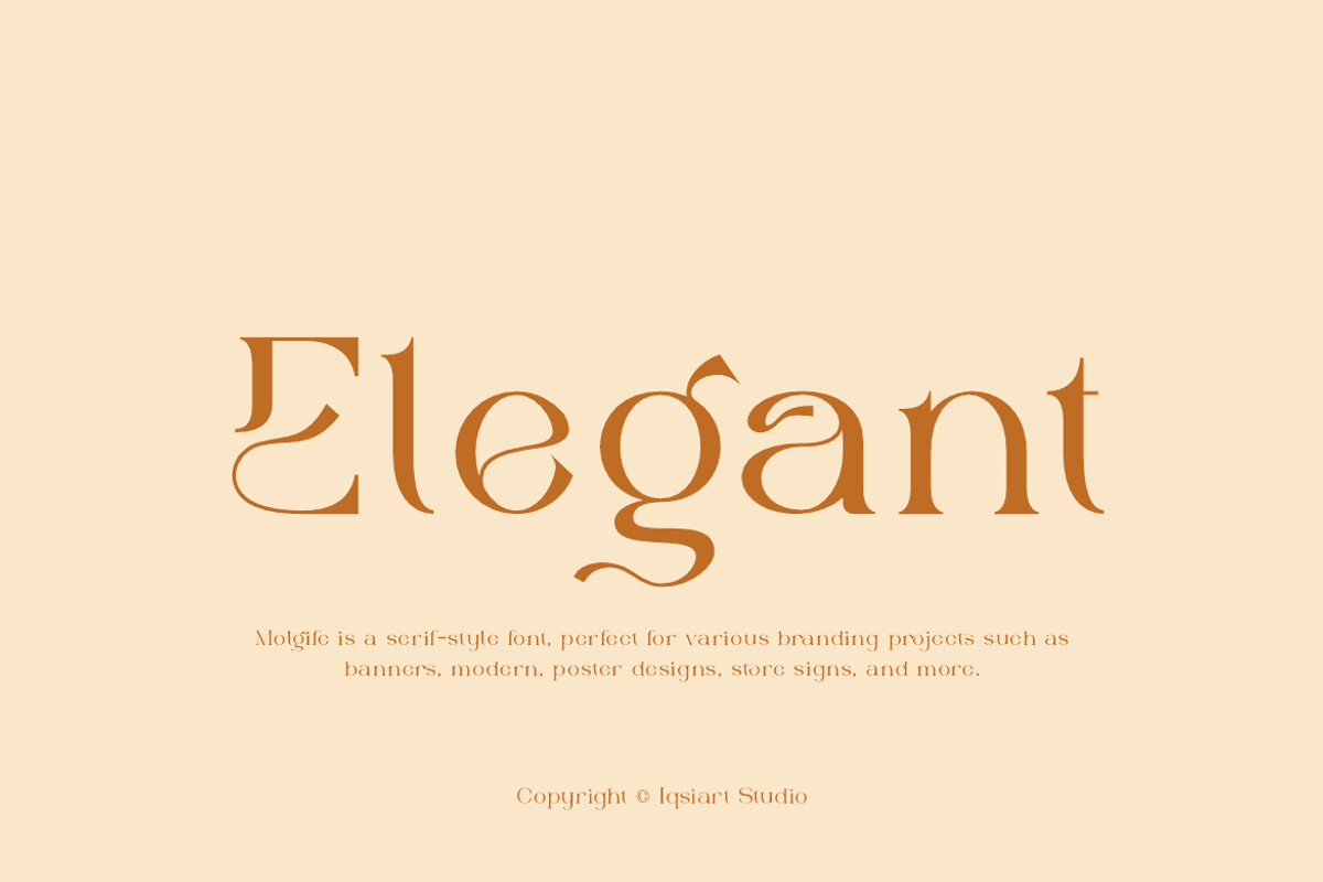 Molgife - Fashion Brand Font, a Serif Font by Iqsiart Studio (Photo 2 of 15)
