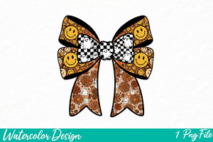 floral fall bow smiley face Png, an Illustration by Watercolor design