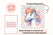 Floral Unicorns Watercolor Clip Art, a Decorative Illustration by Whimsy & Wishes (Thumbnail 2 of 3)