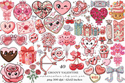 Groovy Valentine Clipart Bundle, an Illustration by SinaCreation (Thumbnail 1 of 11)