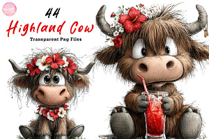 Whimsical Pool Day Highland Cow Clip, an Illustration by CreationArt