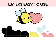 Cute Bee SVG, Kawaii Honey Bee SVG, an Illustration by TheHitShop (Thumbnail 7 of 11)