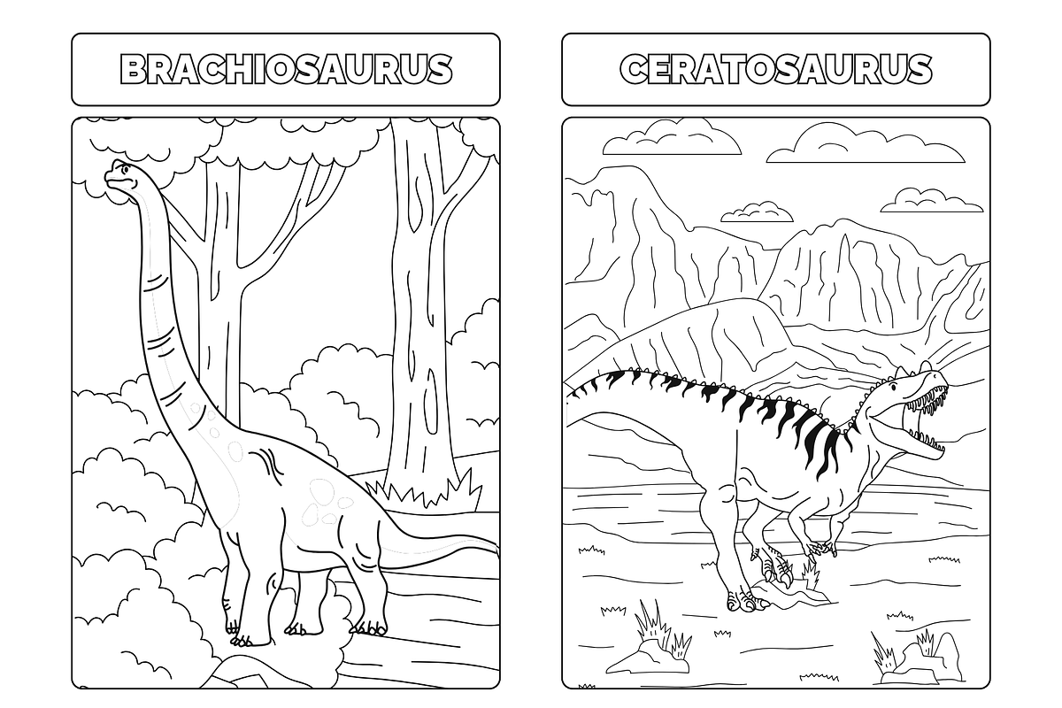 250+ Dinosaur Coloring Pages, an Education Illustration by ThePhoton (Photo 6 of 9)