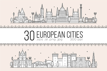 Collection of 30 European cities, a Work Illustration by TheMountBirdStudio