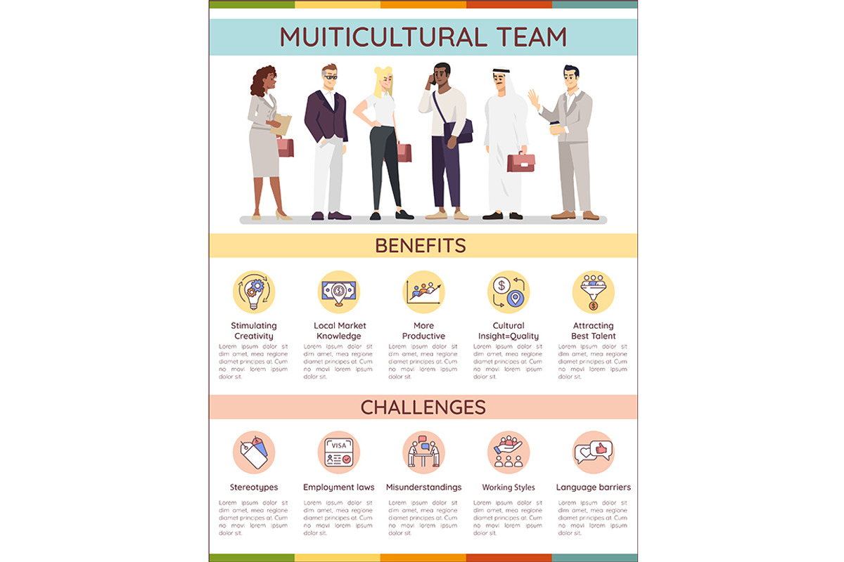 Multicultural team infographic, a Templates & Theme by IMG Visuals