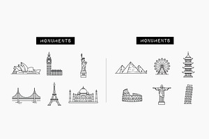 100 Travel Icons Set - Expanded