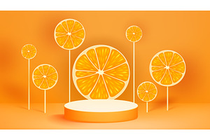 Orange slices fruit around stage, a Food Illustration by art PVP - market