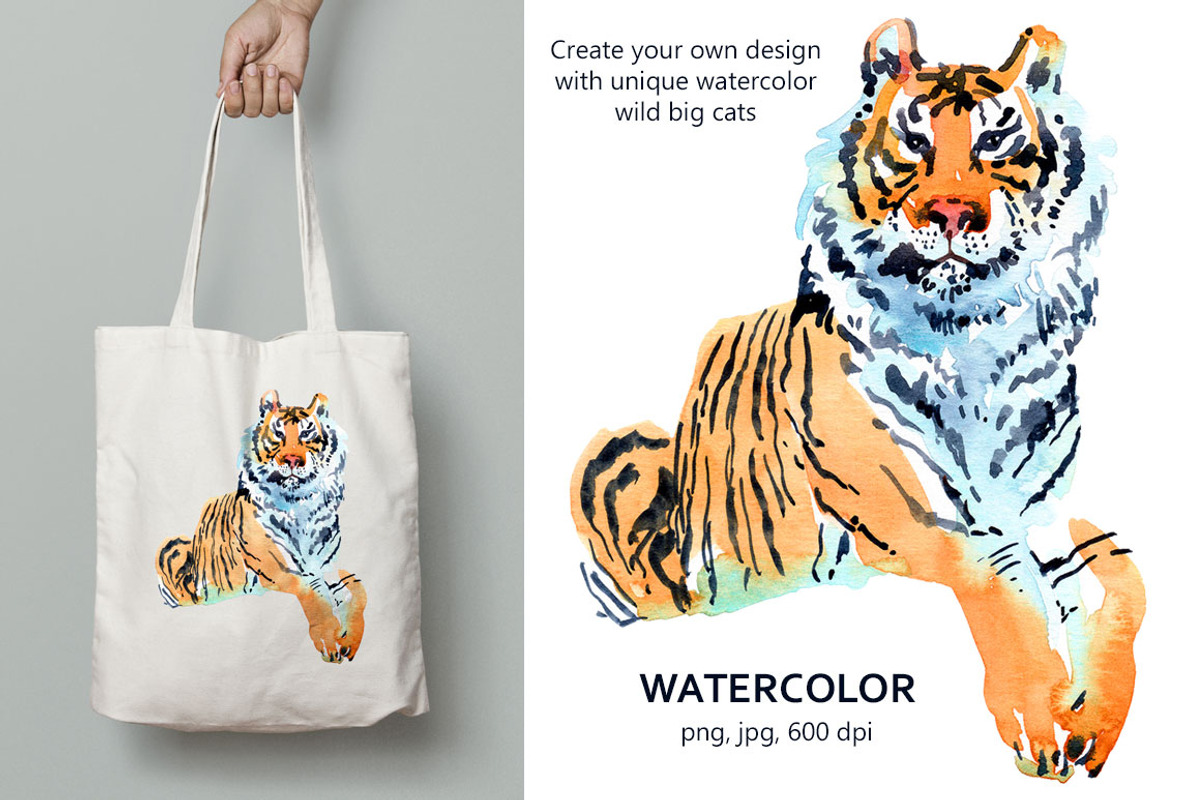 Watercolor WILD cats, an Animal Illustration by Anastasia (Photo 3 of 13)