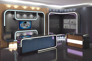 Virtual TV Studio News Set 16