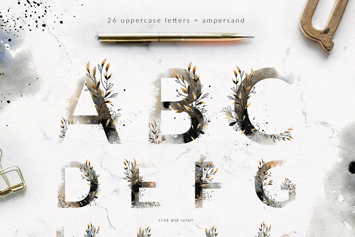 Alphabet Interrupted Watercolor Set, a Decorative Illustration by Bibela (Photo 2 of 9)