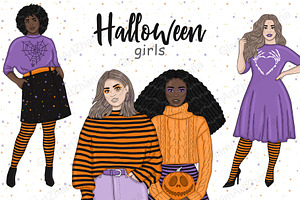 Halloween Bright Girls Clipart