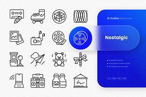 Nostalgic Outline Icons, an Outline Icon by cidcud_graphic