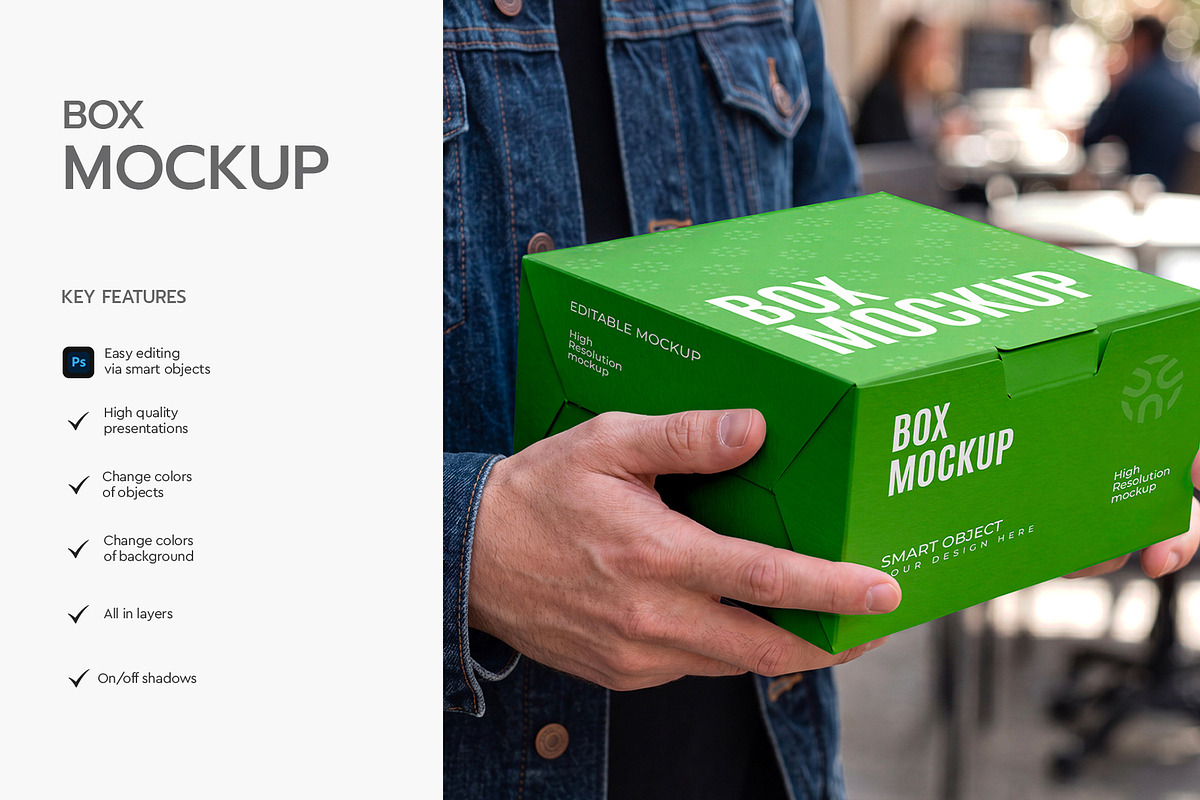 Hand Holding Box Packaging Mockup, a Packaging Mockup by graphypix (Photo 2 of 4)