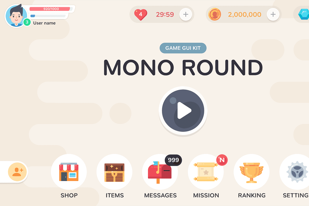 GUI - Mono Round, an UI Kit Template by LAYERLAB (Photo 3 of 32)