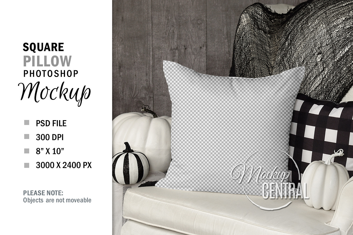 Halloween Pillow Mockup on Chair, a Household Mockup by HaywireMedia & Mockups (Photo 3 of 3)