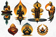 Modern Golden Buddha Clipart Set, a Decorative Illustration by ThatsDesignArt (Thumbnail 8 of 10)