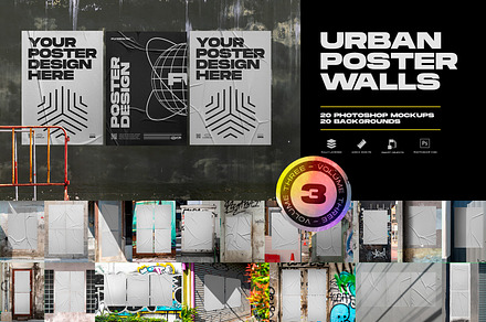 Urban Poster Wall Mockups 3, a Print Template by FLYERWRK