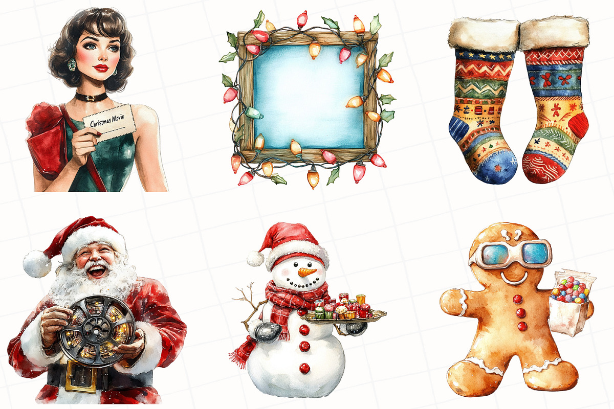 Christmas Movie Night Clipart, an Illustration by OK Design (Photo 5 of 5)