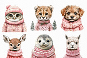 Pink Jumper Animals Christmas Clipar, an Illustration by Craft Nest (Thumbnail 2 of 6)