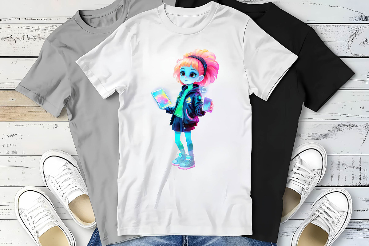 Cute Alien Kawaii Girls Clipart-3, an Illustration by Wow Magic (Photo 4 of 4)