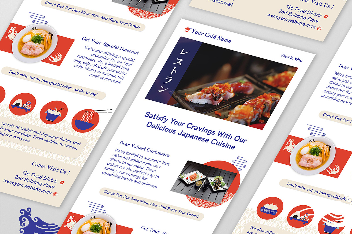 Japanese Restaurant Email Newsletter, an UI Kit Template by Fannan Studio (Photo 3 of 3)