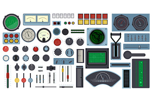 Retro control panel elements, an Object Illustration by YummyBuum