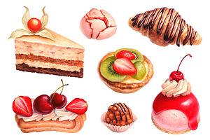 Dessert illustrations and patterns